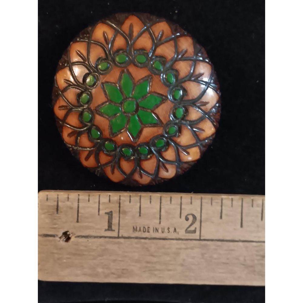 Hand Crafted Wooden Brooch Vintage Zakopane Poland Artisan Wood  Brooch - Picture 3 of 4